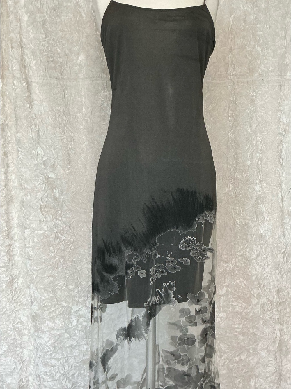 Vintage Black Floral Ombre Maxi Dress - Women